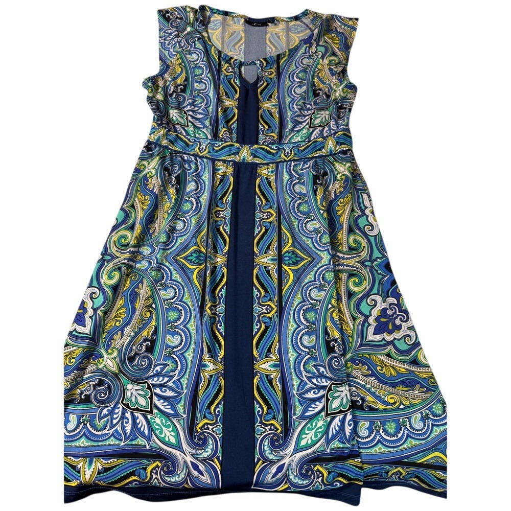Apt. 9 Blue Green Paisley Sundress Scoop Neck Size M - Picture 1 of 3